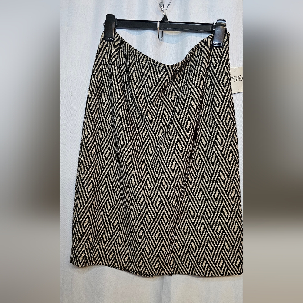 Kasper Black and White Patterned Midi Skirt